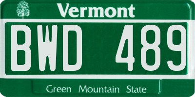 VT license plate BWD489