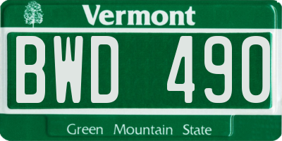 VT license plate BWD490