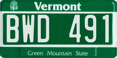 VT license plate BWD491