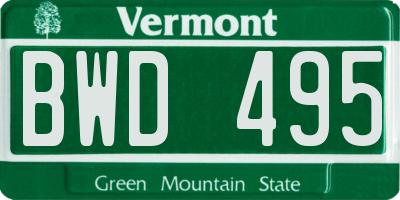 VT license plate BWD495