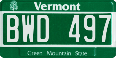 VT license plate BWD497