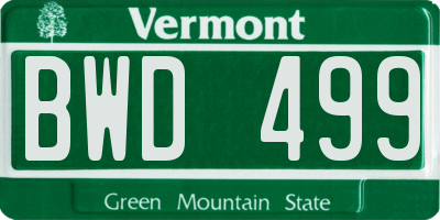 VT license plate BWD499