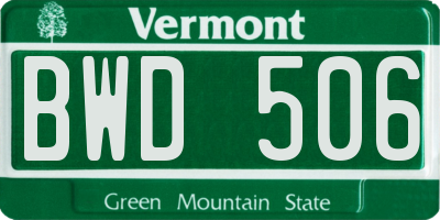 VT license plate BWD506