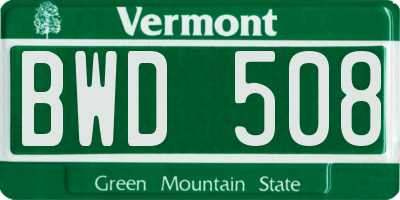 VT license plate BWD508