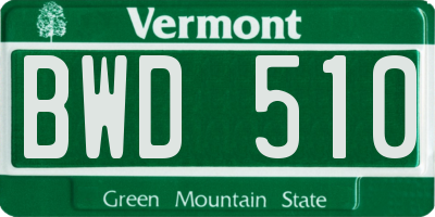 VT license plate BWD510