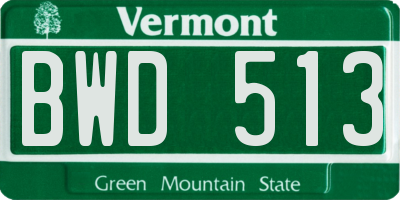 VT license plate BWD513
