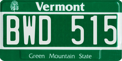 VT license plate BWD515