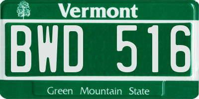 VT license plate BWD516