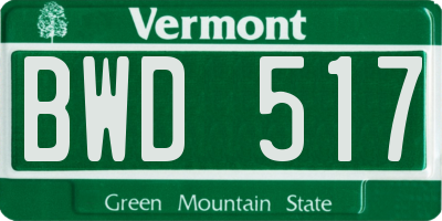 VT license plate BWD517