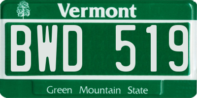 VT license plate BWD519