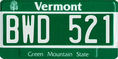 VT license plate BWD521