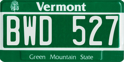 VT license plate BWD527