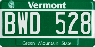 VT license plate BWD528