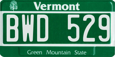 VT license plate BWD529