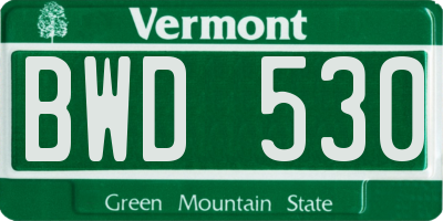 VT license plate BWD530
