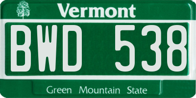 VT license plate BWD538