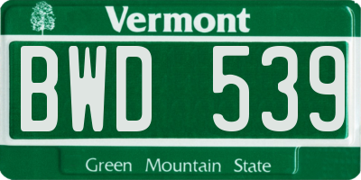 VT license plate BWD539