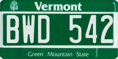 VT license plate BWD542