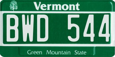 VT license plate BWD544