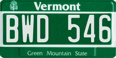 VT license plate BWD546