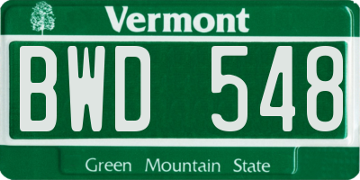 VT license plate BWD548