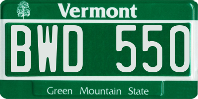 VT license plate BWD550