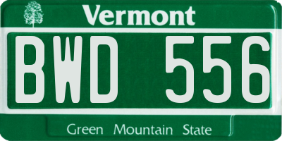 VT license plate BWD556