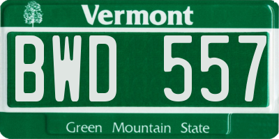 VT license plate BWD557