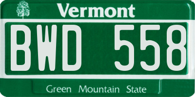VT license plate BWD558