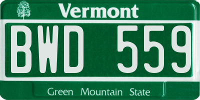 VT license plate BWD559