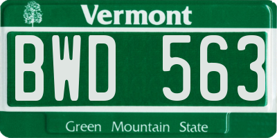 VT license plate BWD563