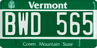 VT license plate BWD565