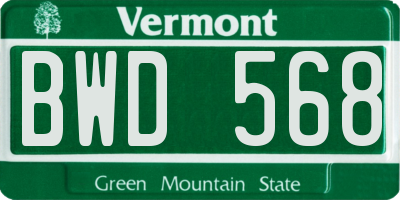 VT license plate BWD568
