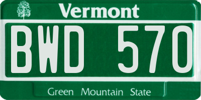VT license plate BWD570
