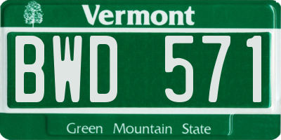 VT license plate BWD571