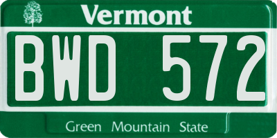 VT license plate BWD572