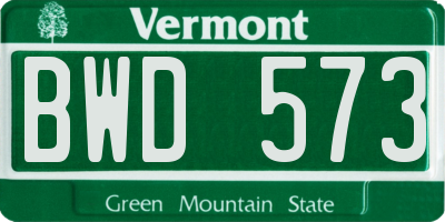 VT license plate BWD573