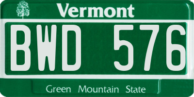 VT license plate BWD576