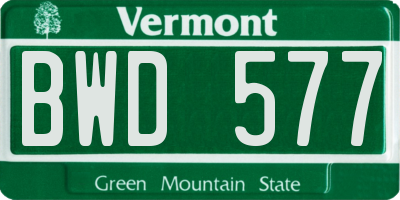 VT license plate BWD577