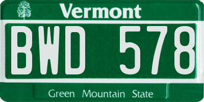 VT license plate BWD578