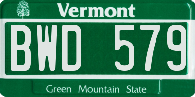 VT license plate BWD579