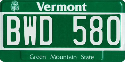 VT license plate BWD580