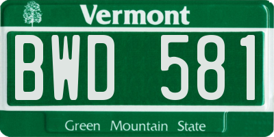 VT license plate BWD581