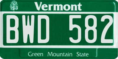 VT license plate BWD582