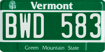 VT license plate BWD583
