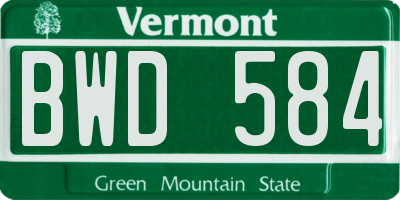 VT license plate BWD584