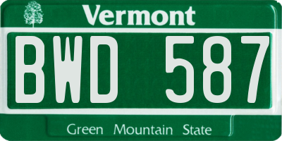 VT license plate BWD587