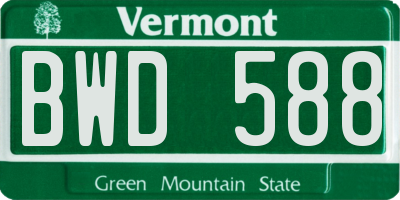 VT license plate BWD588