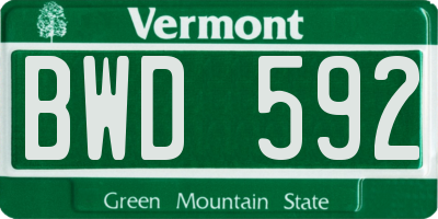 VT license plate BWD592