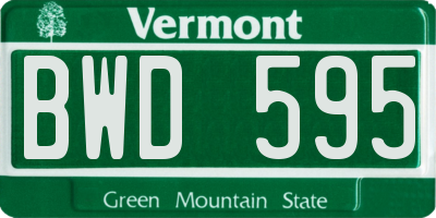 VT license plate BWD595